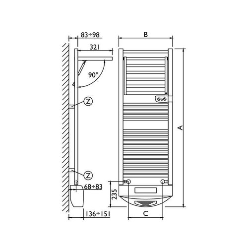 Immagine di Deltacalor Dryer Misto Scaldasalviette stendino cromo h. 1470 mm SEOLDM120050TC