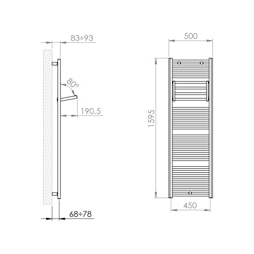 Immagine di Deltacalor ECO STYLO scaldasalviette stendino bianco h 1600 mm  STEC160050B
