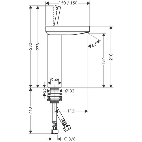 Immagine di Axor Starck  X Miscelatore monocomando lavabo 190 senza saltarello, finitura cromo 10071000