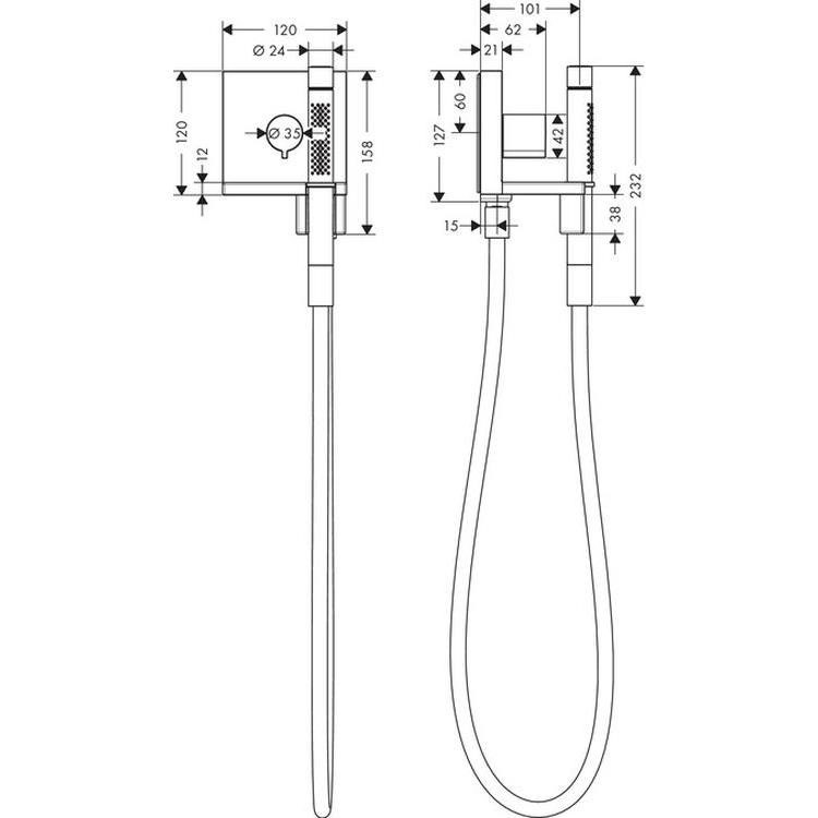 Immagine di Axor SHOWERSOLUTIONS set esterno modulo doccetta 120/120, Square, finitura cromo 10651000