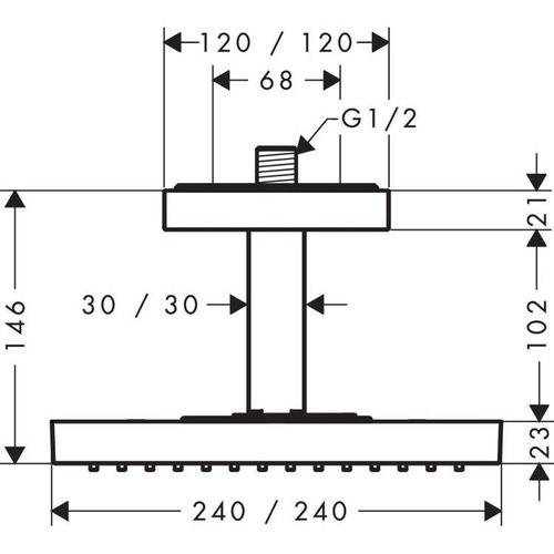 Immagine di Axor SHOWERSOLUTIONS soffione doccia 240/240, 1 jet, con fissaggio a soffitto, finitura cromo 10929000
