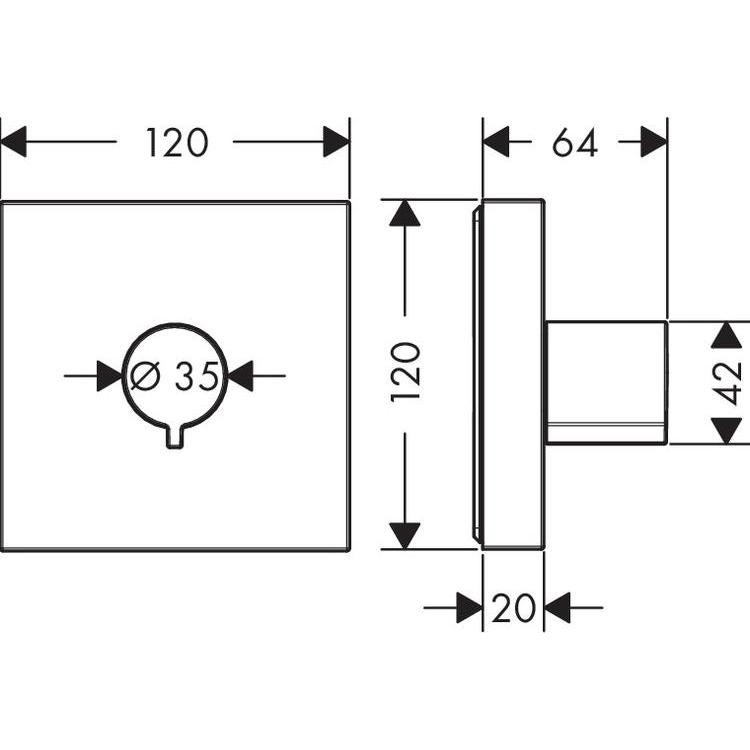 Immagine di Axor SHOWERSOLUTIONS valvola d'arresto 120/120, ad incasso, Square, finitura cromo 10972000