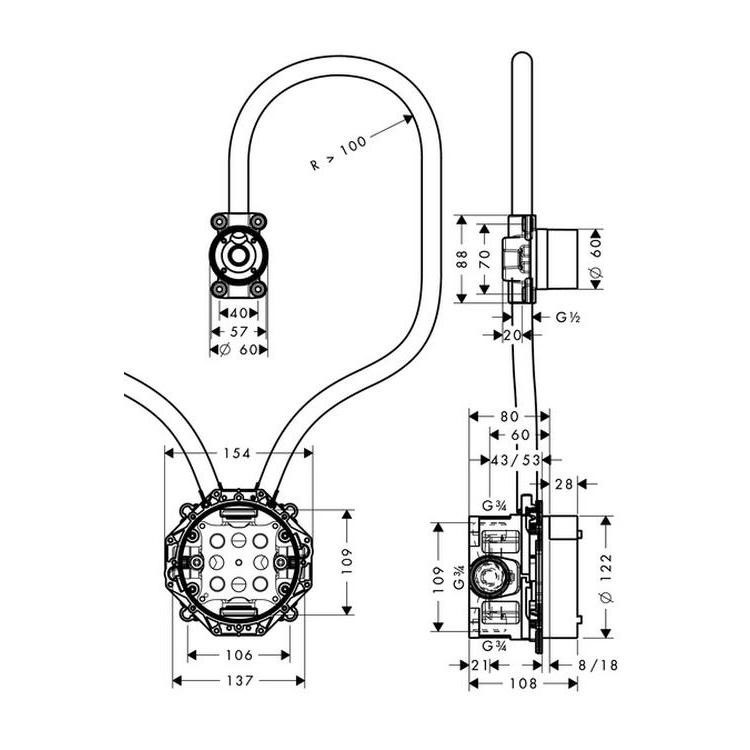 Immagine di Axor Corpo incasso per miscelatori elettronici Axor 16180180