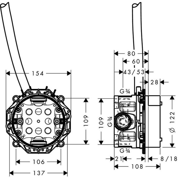 Immagine di Axor UNO corpo incasso per miscelatore elettronico lavabo 16182180