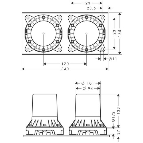 Immagine di Axor Corpo incasso per miscelatore 2 maniglie per vasca a pavimento 16549180