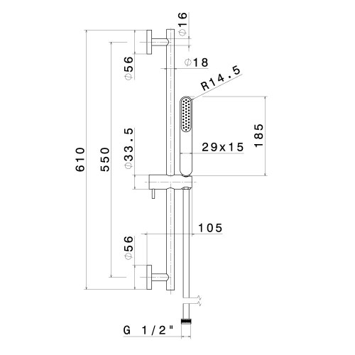 Immagine di Linfa Asta saliscendi completa di doccia e flessibile in PVC 67056.02.007