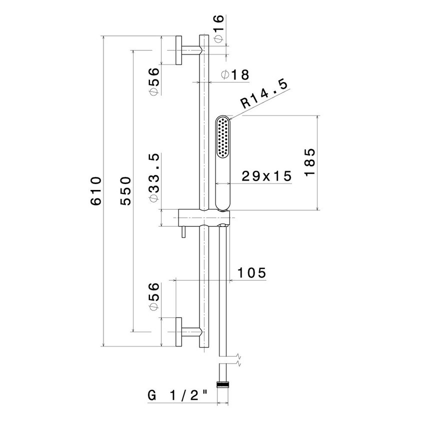 Immagine di Linfa Asta saliscendi completa di doccia e flessibile in PVC 67056.02.007