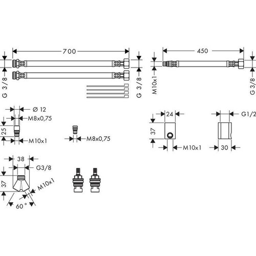 Immagine di Axor Connessioni per rubinetteria 3 fori 38959000