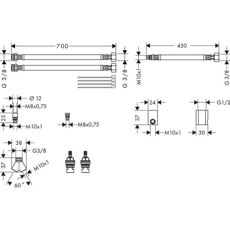 Immagine di Axor Connessioni per rubinetteria 3 fori 38959000