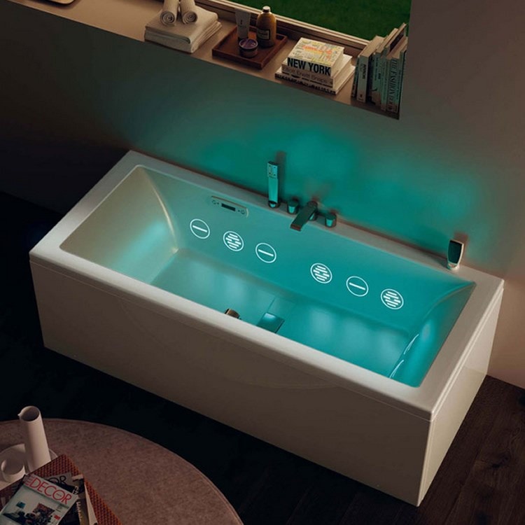 Immagine di Teuco Wilmotte line Vasca Idromassaggio + funzione Cromoexperience + gruppo bordo vasca con doccetta 562-AM-k201-rc06