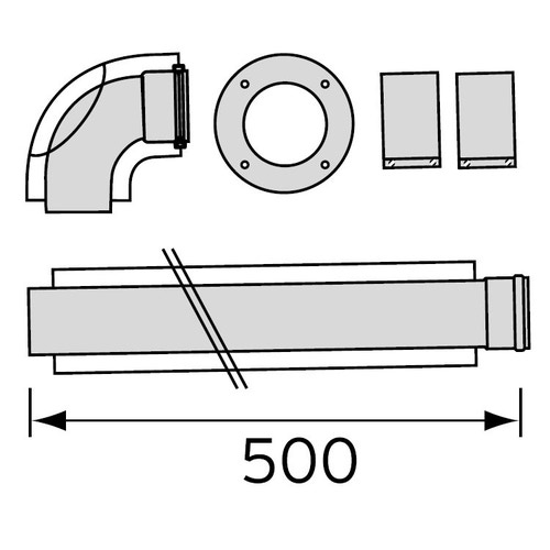 Immagine di Vaillant Set canale da fumo 80/125mm collegamento coassiale dalla caldaia alla canna fumaria 303240