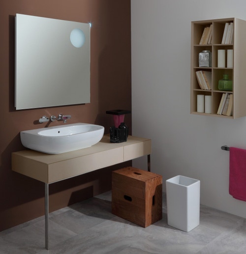 Immagine di Flaminia PASS 72 lavabo 72 cm da appoggio o sospeso, con troppopieno, colore bianco finitura lucido PS72L