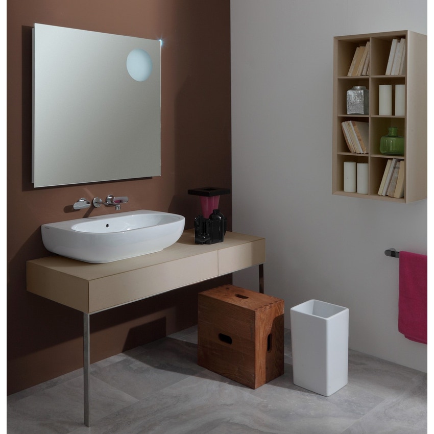 Immagine di Flaminia PASS 72 lavabo 72 cm da appoggio o sospeso, con troppopieno, colore bianco finitura lucido PS72L