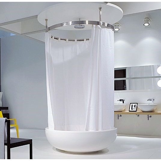 Flaminia Tenda doccia in misto lino resinato composta da 2 teli per  vasca-doccia FONTANA - colore BIANCO FNTD