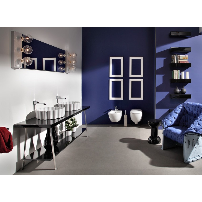 Immagine di Flaminia MAKE-UP 180 Panca completa di struttura in acciaio satinato e top in PIETRALUCE MKP180-PIETRALUCE