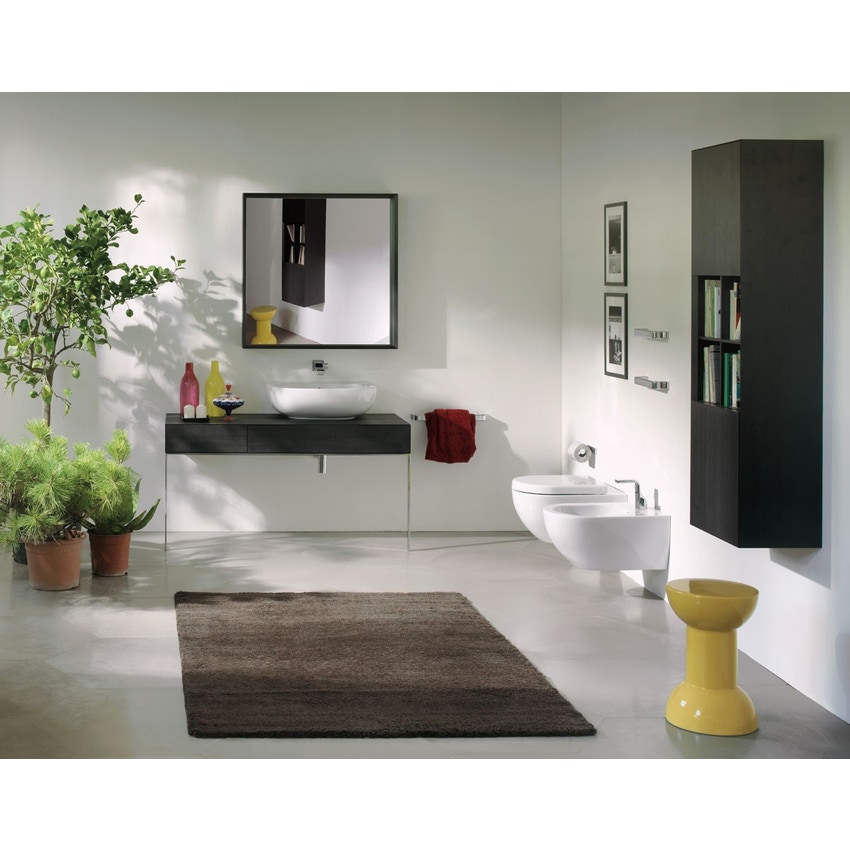 Immagine di Flaminia COMPONO SYSTEM 135 Panca con due cassetti H16 cm per lavabi appoggio; predisposta per lavabo a DESTRA CSM135R