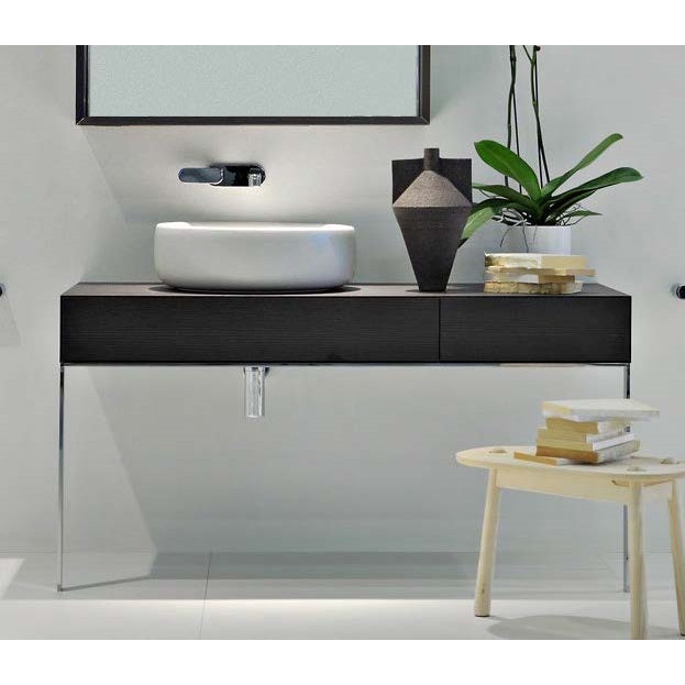 Immagine di Flaminia COMPONO SYSTEM 135 Panca con due cassetti H16 cm per lavabi appoggio; predisposta per lavabo a SINISTRA CSM135L