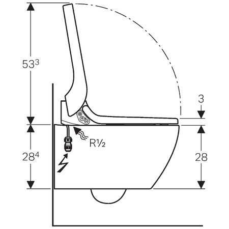 Immagine di Geberit AQUACLEAN TUMA COMFORT vaso sospeso, senza brida, completo di sedile con funzione bidet e chiusura ammortizzata, colore bianco con cover colore bianco finitura vetro lucido 146.290.SI.1