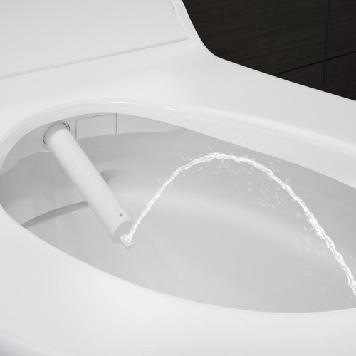 Immagine di Geberit AQUACLEAN TUMA COMFORT sedile con funzione bidet e chiusura ammortizzata, colore bianco con cover colore nero finitura vetro lucido 146.270.SJ.1