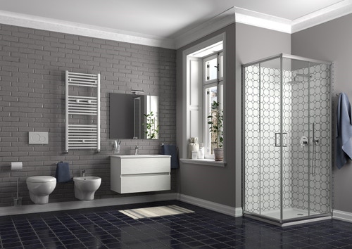 Immagine di Ponsi Bagno completo, finitura mobile effetto legno colore bianco frassinato SMILE2-B