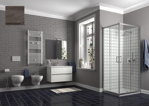 Immagine di Ponsi Bagno completo, finitura mobile effetto legno colore rovere scuro SMILE2-R