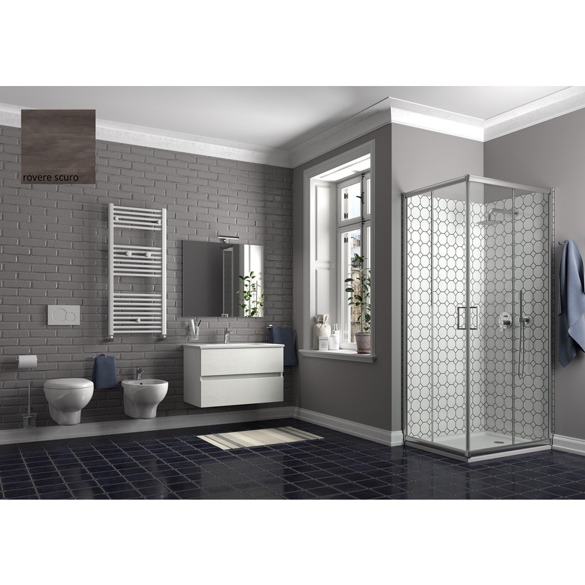 Immagine di Ponsi Bagno completo, finitura mobile effetto legno colore rovere scuro SMILE2-R