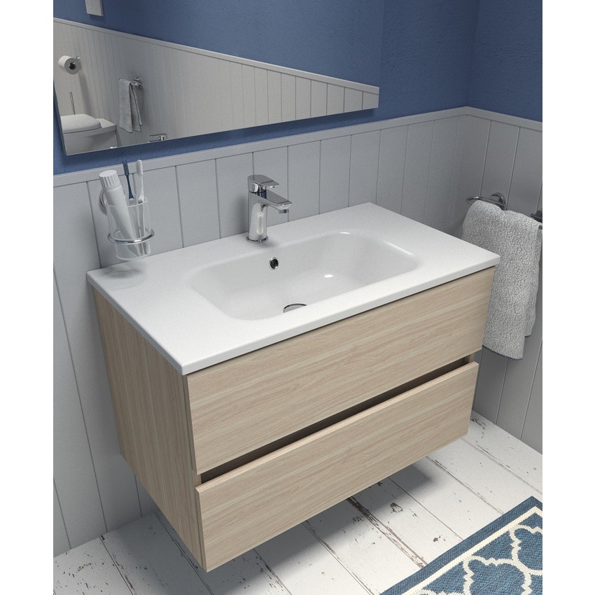 Immagine di Ponsi Bagno completo, finitura mobile effetto legno colore olmo SMILE2-O