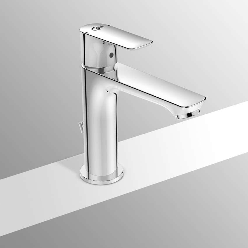 Immagine di Ideal Standard CONNECT AIR miscelatore grande monocomando lavabo, con sistema di apertura a freddo Bluestart, asta di comando e scarico piletta, cromo A7013AA