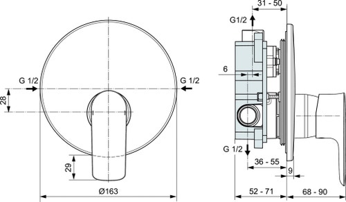 Immagine di Ideal Standard CONNECT AIR miscelatore ad incasso per doccia, finitura silver storm A7036GN