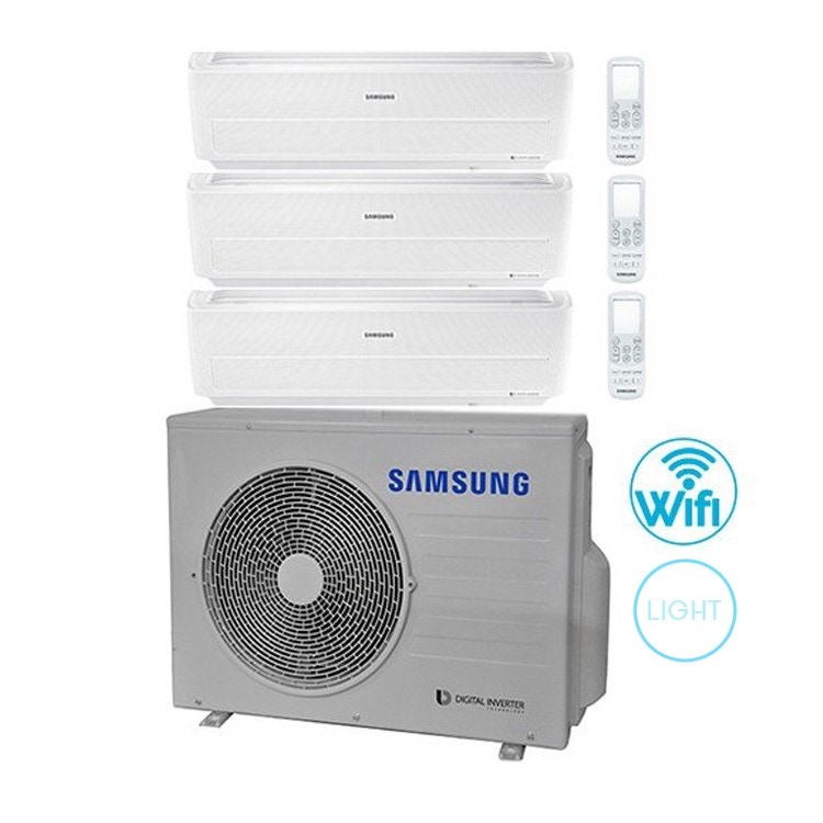 Immagine di Samsung WINDFREE LIGHT Climatizzatore trial split inverter WiFi Bianco | unità esterna 5.2 kW unità interne 7000+9000+12000 BTU AJ052MCJ3EH/EU+AR07NXWXCWKNEU+9+12 BTU
