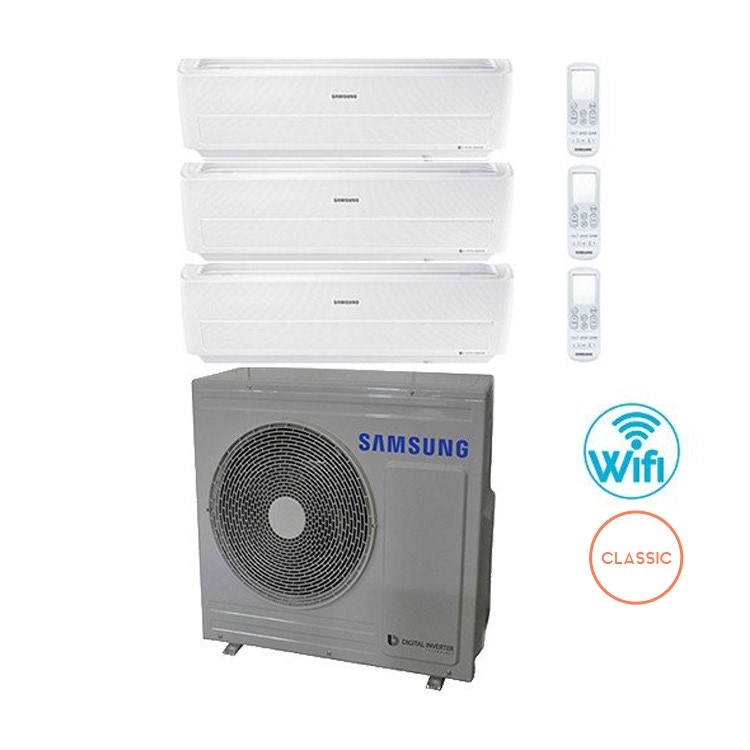Immagine di Samsung WINDFREE CLASSIC Climatizzatore trial split inverter WiFi Bianco | unità esterna 6.8 kW unità interne 7000+9000+12000 BTU AJ068MCJ3EH/EU+AR07NXPXBWKNEU+9+12 BTU