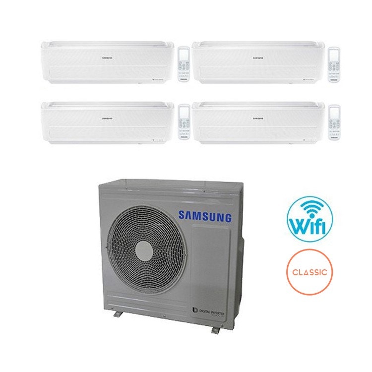 Immagine di Samsung WINDFREE CLASSIC Climatizzatore quadri split inverter WiFi Bianco | unità esterna 7 kW unità interne 7000+7000+9000+9000 BTU AJ070MCJ4EH/EU+2xAR07NXPXBWKNEU+2xAR09NXPXBWKNEU