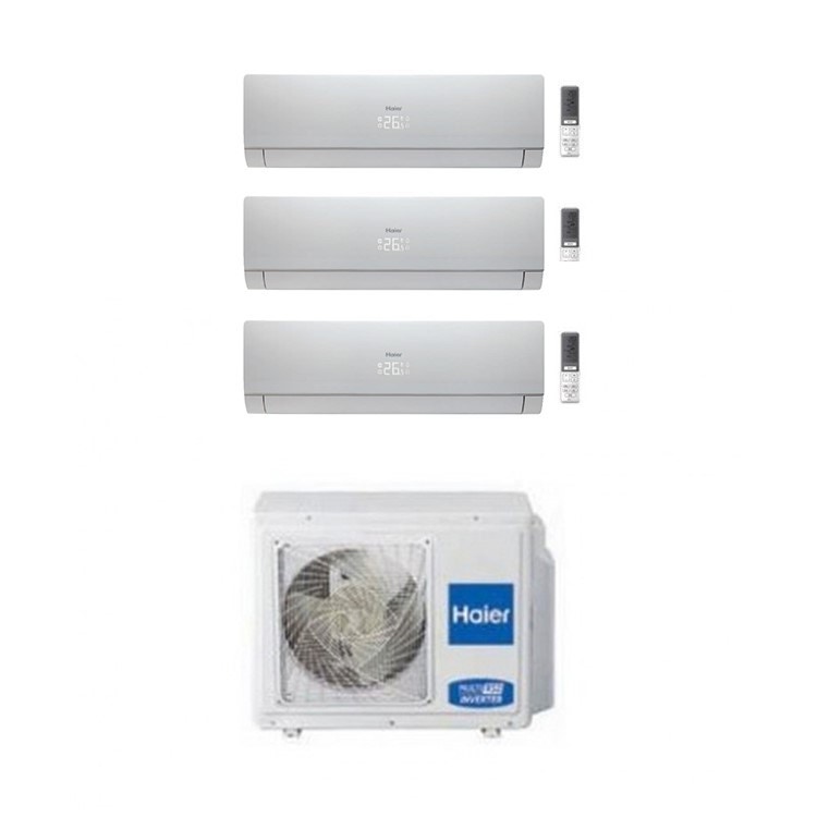 Immagine di Haier NEBULA GREEN Climatizzatore trial split inverter, bianco | unità esterna 5.2 kW unità interne 7000+7000+15000 BTU 3U52S2SG1FA+2xAS20S2SN2FA+AS42S2SN2FA