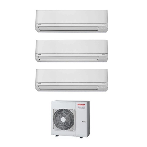 Immagine di Toshiba SHORAI R410A Climatizzatore trial split inverter | unità esterna 7.5 kW unità interne 7000+9000+12000 BTU RAS-3M26S3AV-E+RAS-M07PKVSG-E+RAS-B10PKVSG-E+12