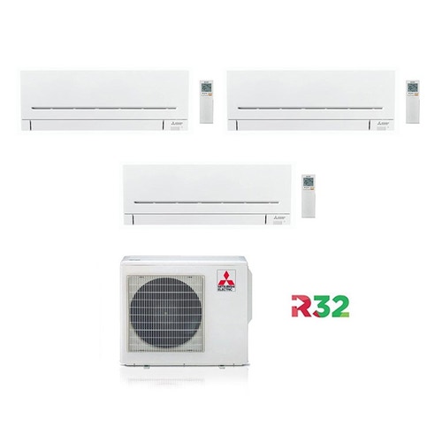 Immagine di Mitsubishi MSZ-AP R32 Climatizzatore trial split inverter | unità esterna 5.4 kW unità interne 7000+9000+12000 BTU MXZ-3F54VF-MSZ-AP20VF-MSZ-AP25VG-MSZ-AP35VG