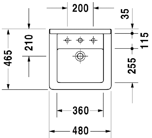 Immagine di Duravit STARCK 3 lavabo 48 cm monoforo, con troppopieno, con bordo per rubinetteria, lato inferiore smaltato, WonderGliss, colore bianco 03034800001