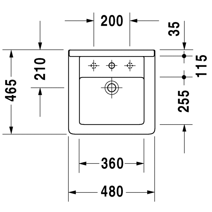 Immagine di Duravit STARCK 3 lavabo 48 cm monoforo, con troppopieno, con bordo per rubinetteria, lato inferiore smaltato, WonderGliss, colore bianco 03034800001