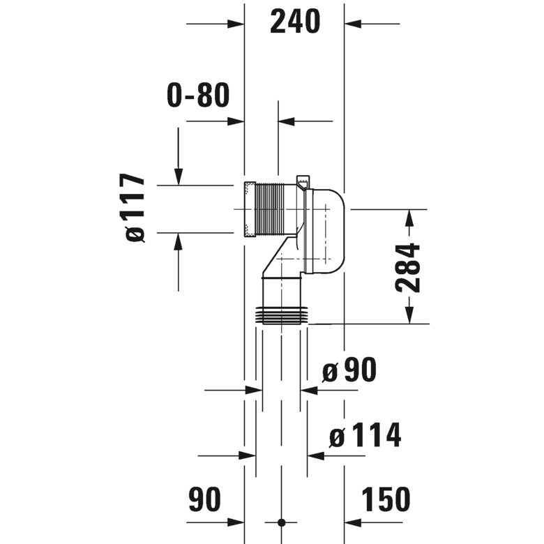 Immagine di Duravit Curva di scarico verticale per scarico Vario 8990250000
