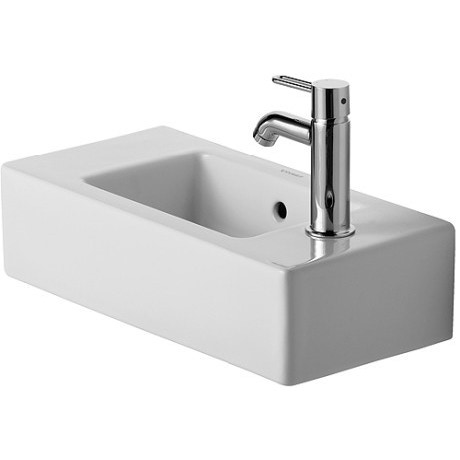 Immagine di Duravit VERO lavamani consolle 50 cm, con foro rubinetteria a destra, con troppopieno, WonderGliss, colore bianco 07035000081