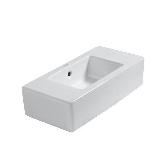 Immagine di Duravit VERO lavamani consolle 50 cm, con fori diaframmati per rubinetteria a destra e sinistra, con troppopieno, colore bianco 07035000001