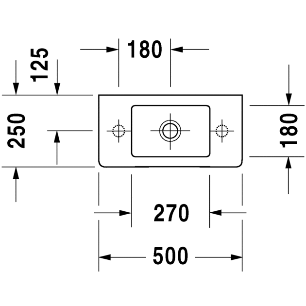 Immagine di Duravit VERO lavamani consolle 50 cm, con foro rubinetteria a sinistra, con troppopieno, WonderGliss, colore bianco 07035000091