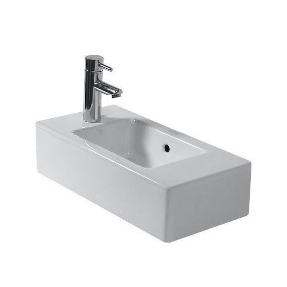 Immagine di Duravit VERO lavamani consolle 50 cm, con foro rubinetteria a sinistra, con troppopieno, colore bianco 0703500009