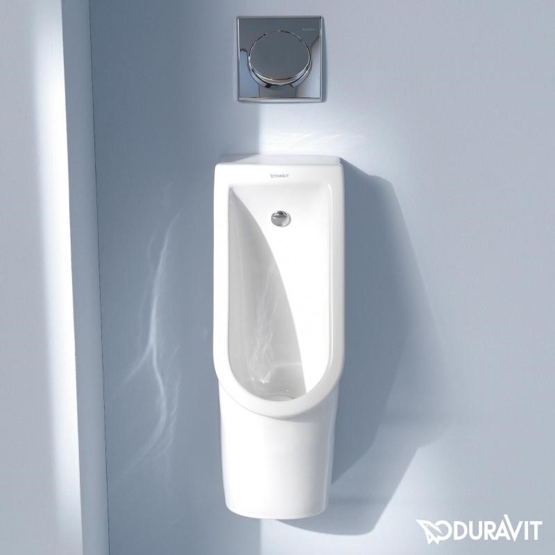 Immagine di Duravit STARCK 3 orinatoio entrata posteriore nascosta, senza mosca, senza brida, HygieneGlaze, colore bianco 0827252000
