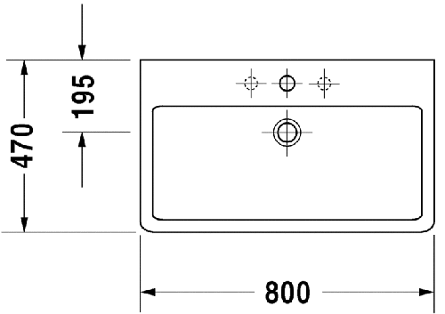 Immagine di Duravit Vero lavabo rettificato 80 cm senza troppopieno monoforo, con bordo per rubinetteria, bianco 0454800071