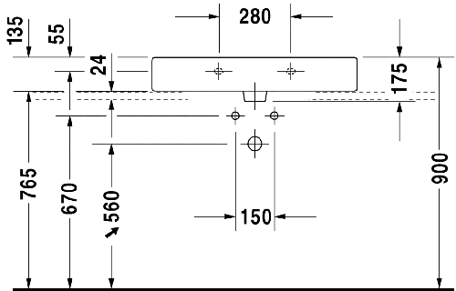 Immagine di Duravit Vero lavabo rettificato 80 cm senza troppopieno monoforo, con bordo per rubinetteria, bianco 0454800071