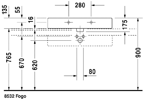 Immagine di Duravit Vero lavabo rettificato 80 cm senza troppopieno monoforo, con bordo per rubinetteria, bianco 0454800071