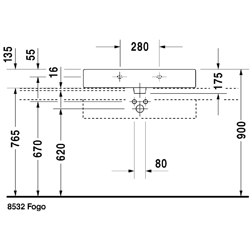Immagine di Duravit Vero lavabo rettificato 80 cm senza troppopieno monoforo, con bordo per rubinetteria, bianco 0454800071