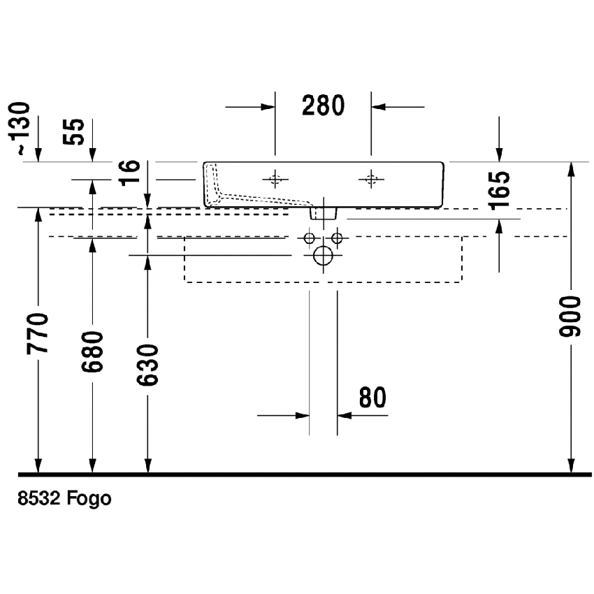 Immagine di Duravit Vero lavabo rettificato 70 cm senza troppopieno monoforo, con WonderGliss, con bordo per rubinetteria, bianco 04547000711