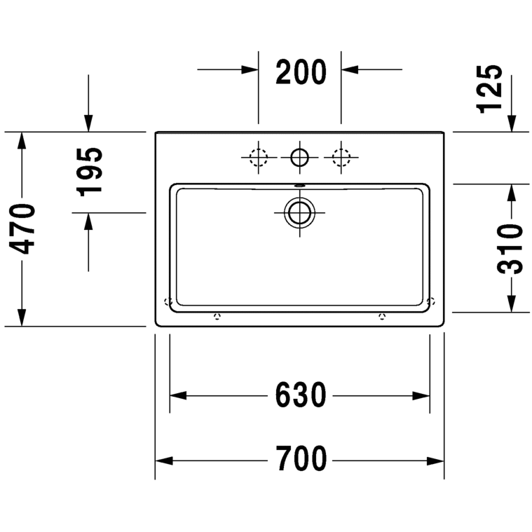 Immagine di Duravit Vero lavabo rettificato 70 cm senza troppopieno monoforo, con WonderGliss, con bordo per rubinetteria, bianco 04547000711