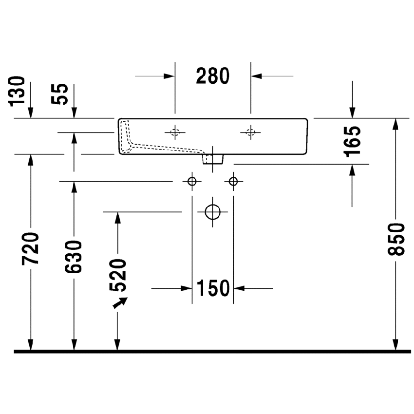 Immagine di Duravit Vero lavabo rettificato 70 cm senza troppopieno monoforo, con WonderGliss, con bordo per rubinetteria, bianco 04547000711
